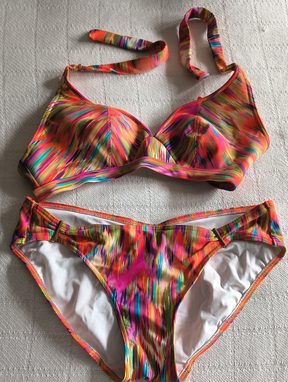 Freya Multicolor Brushstroke Bikini — Pink, Orange, Blue